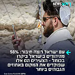 נתונים מדהימים: 98% מהיהודים בישראל כבר ביקרו לפחות פעם אחת בכותל המערבי, בעוד רק 2% ציינו כי מעולם לא היו במקום
