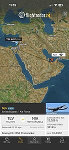 מטוסי תדלוק אמריקניים מסוג KC-135 תועדו במערכות המעקב כשהם ממריאים מתל אביב ומאיחוד האמירויות לכיוון דרום איראן
