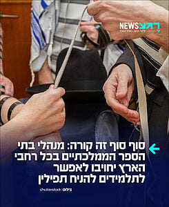 בשורות טובות לתלמידים: משרד החינוך מסדיר בצורה רשמית את הנחת התפילין בבתי הספר הממלכתיים וקובע מדיניות ארצית אחידה בנושא