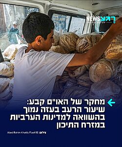 מחקר חדש שנערך מטעם יוניסף, קרן החירום הבין-לאומית של האו"ם לילדים, לבחינת מצב התזונה ברצועת עזה, מראה כי שיעור הרעב בקרב ילדים מתחת לגיל חמש עומד על 0.2% עד 0.8%