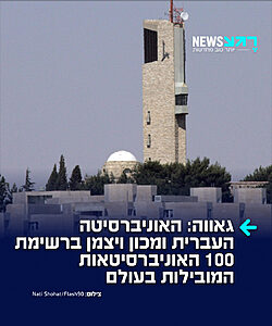 ישראל על המפה: האוניברסיטה העברית ומכון ויצמן נכללים ברשימת 100 האוניברסיטאות הטובות בעולם לפי דירוג שנגחאי היוקרתי.