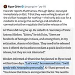 מזכיר המדינה האמריקני לשעבר, אנתוני בלינקן, מכחיש את המיוחס לו בחשיפת עיתון ״הארץ״ סביב טבח ה-7 באוקטובר