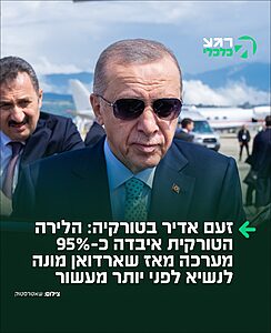 הטורקים מתוסכלים: מאז שארדואן מונה לנשיא לפני יותר מעשור – הלירה הטורקית איבדה כ-95% מערכה. בשנת 2014, כאשר נכנס לתפקידו, דולר אחד היה שווה כ-2.16 לירות טורקיות בלבד. כיום, דולר אחד כבר שווה קרוב ל-48 לירות — התרסקות מטורפת בערך המטבע מול הדולר בתקופת כהונתו