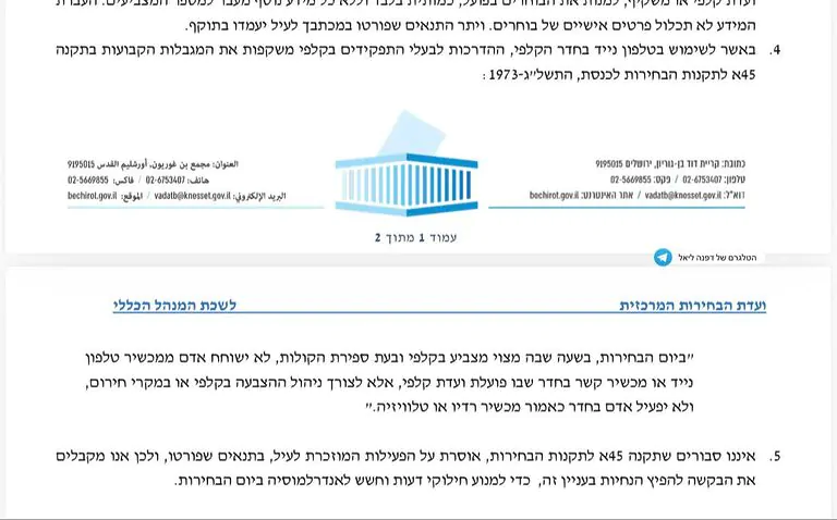ועדת הבחירות אישרה את בקשת הליכוד: חברי ועדת הקלפי יורשו להכניס טלפונים ניידים – במטרה למנוע מחלוקות ואי-סדר